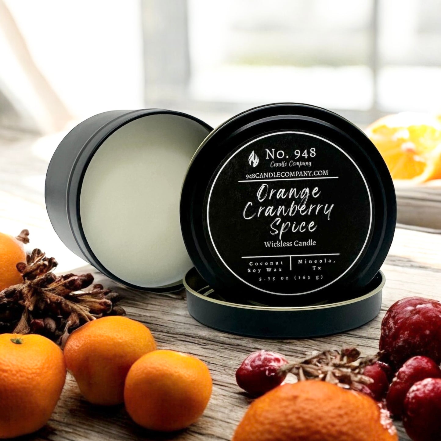 Orange Cranberry Spice Wickless Candle